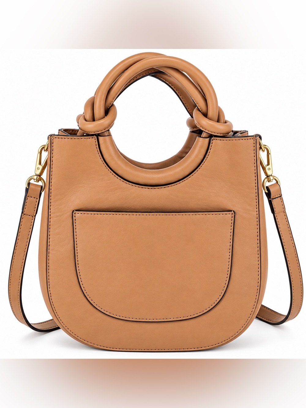 NWT THACKER New York Twist Handle Leather Crossbody Bag Fawn Tan Convertible